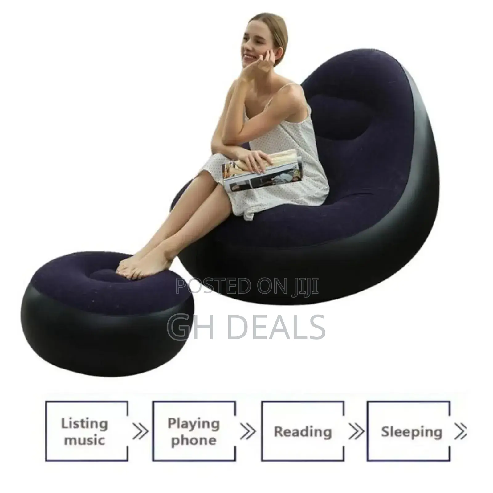 Large Lazy Inflatable Sofa Chairs Pvc Lounger Seat With Footrest  Pump
