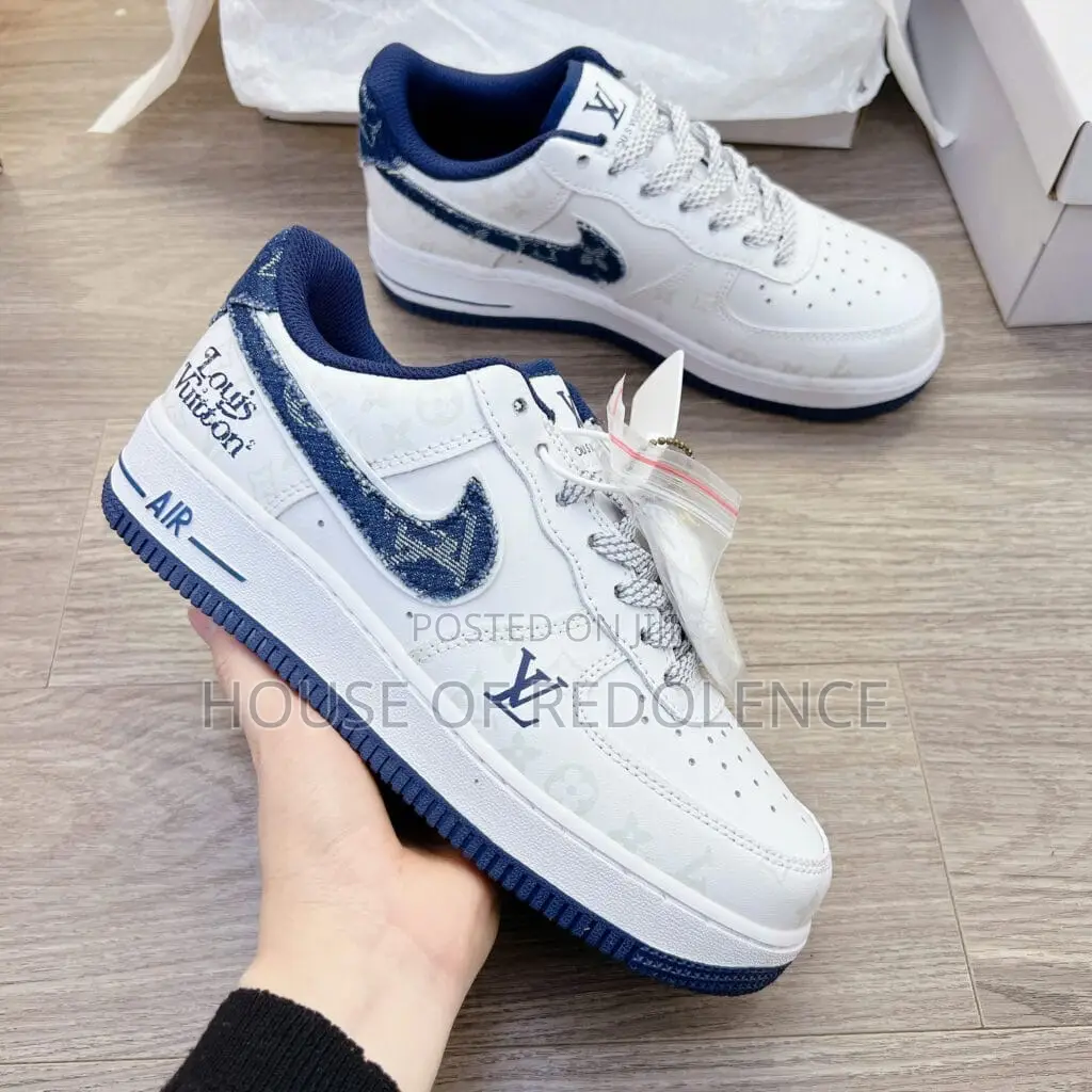 Louis Vuitton X Nike Air Force 1 Low Denim Blue Snrakers