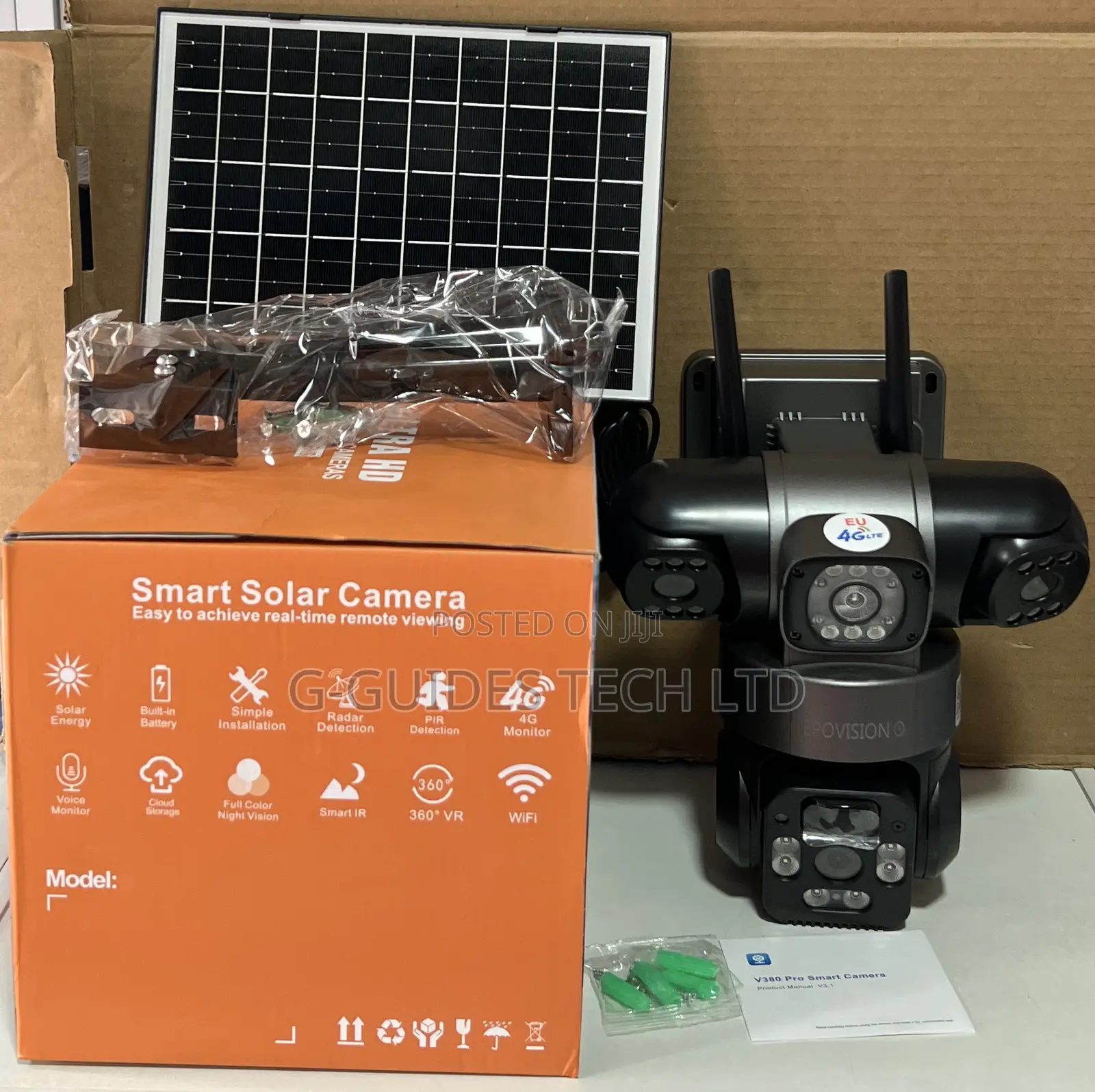 Ultra Hd 4g Solar Triple-Lens Camera, 4g Solar 3-Lens Camera V380 Pro