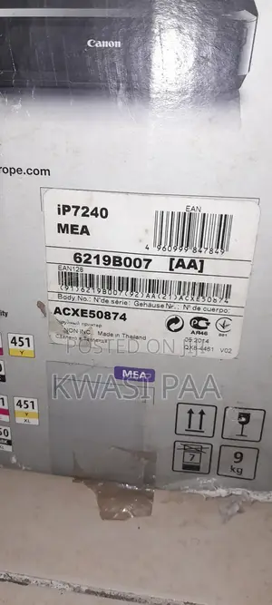 Canon Pixma Ip7240 Ink Jet Printer