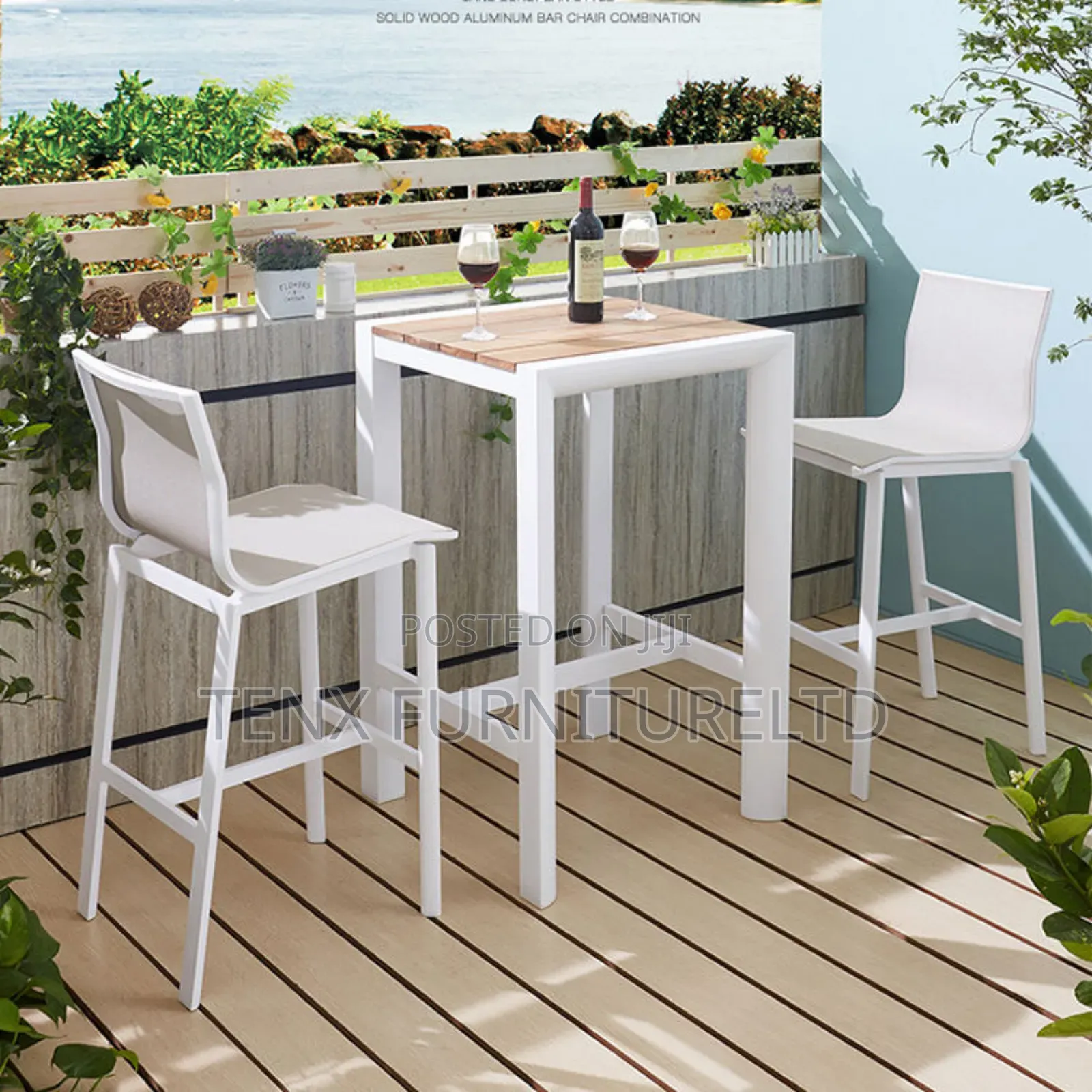 Outdoor Patio High Bar Dining Table Chairs Set