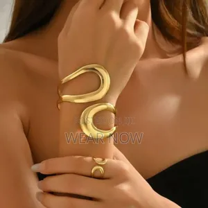 Gold Plated Adjustable Bracelet Ring Set