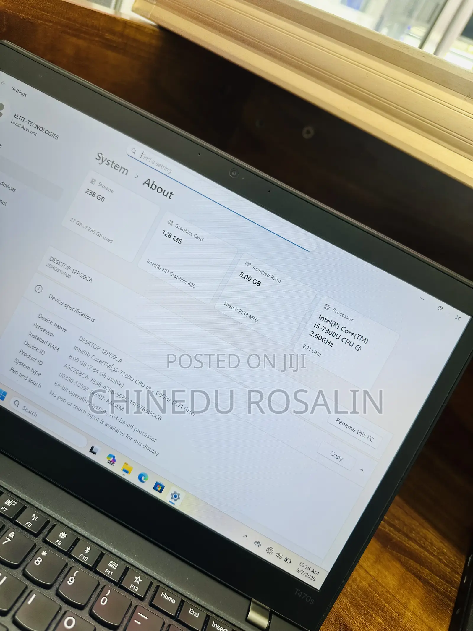Laptop Lenovo ThinkPad T470s 8GB Intel Core i5 SSD 256GB