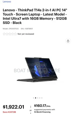 New Laptop Lenovo ThinkPad T14 16GB Intel Core Ultra 7 SSD 512GB