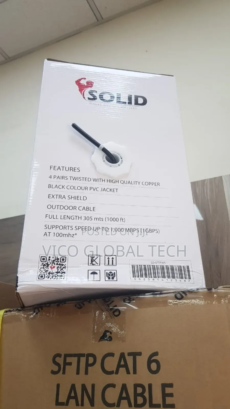 Solid SFTP Cat 6 Outdoor Network Cable 305m