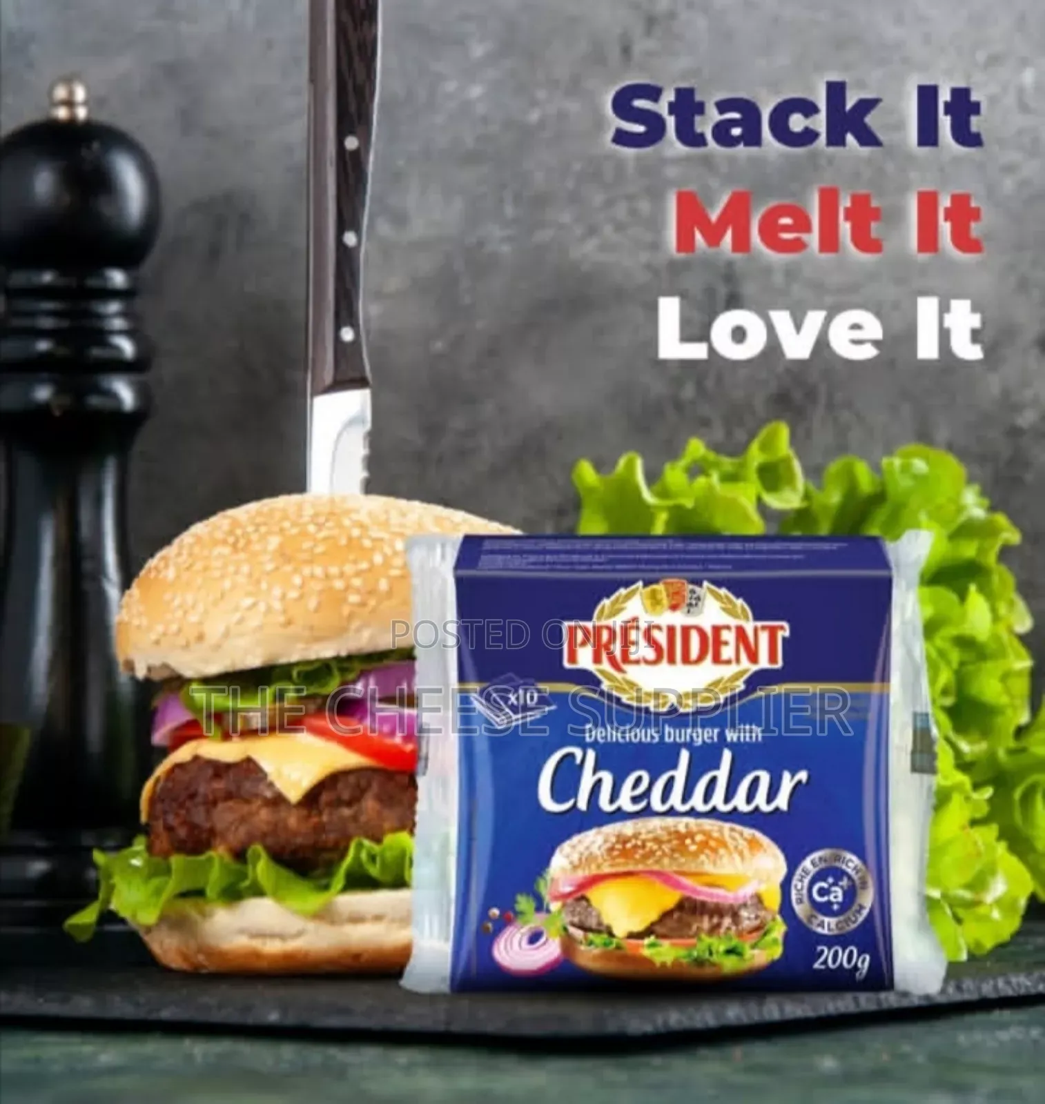 President Cheddar Burger Cheese