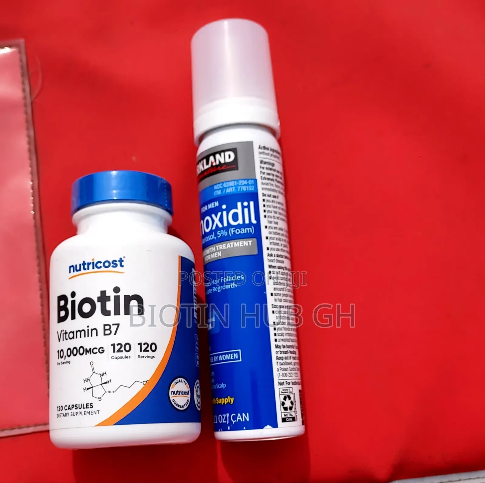 Kirkland Minoxidil 5% Aerosol and Nutricost Biotin Combo