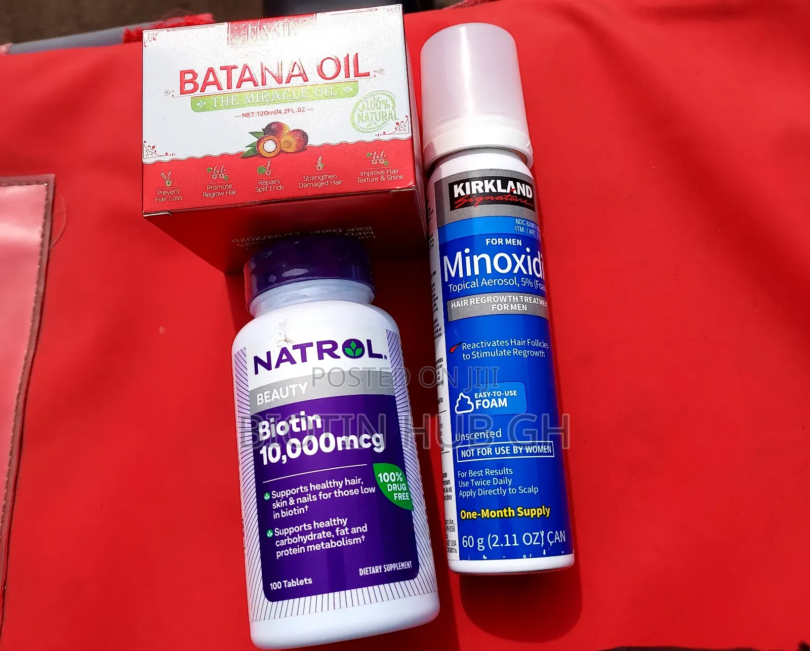 Kirkland Minoxidil Foam,Natrol Biotin and Batana Oil