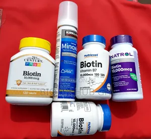 Natrol, 21st Century and Nutricost Biotin With Kirkland Minoxidil Foam