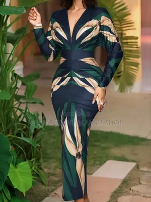 Women's v-Neck Split Thigh Bodycon Party Dress.