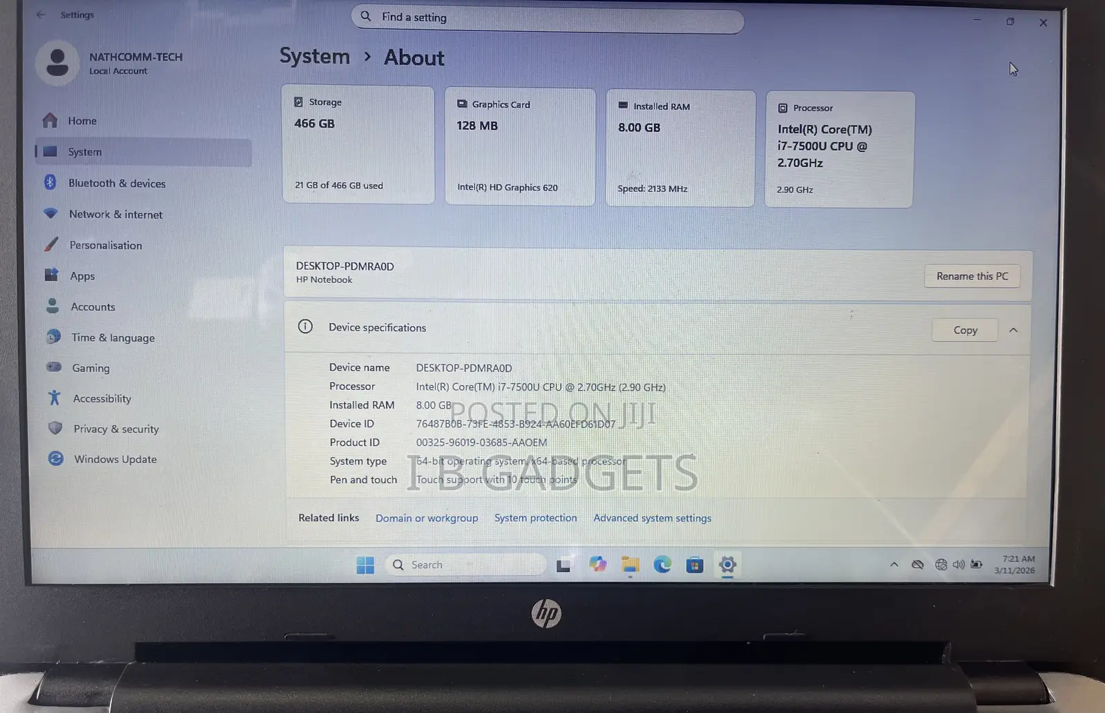 Laptop HP Stream Notebook 8GB Intel Core i7 HDD+SSD 500GB