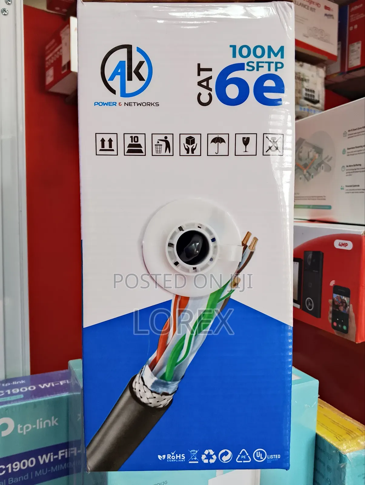 Ak Cat6 Network Cable 100m SFTP Outdoor Dual Coated Shielded