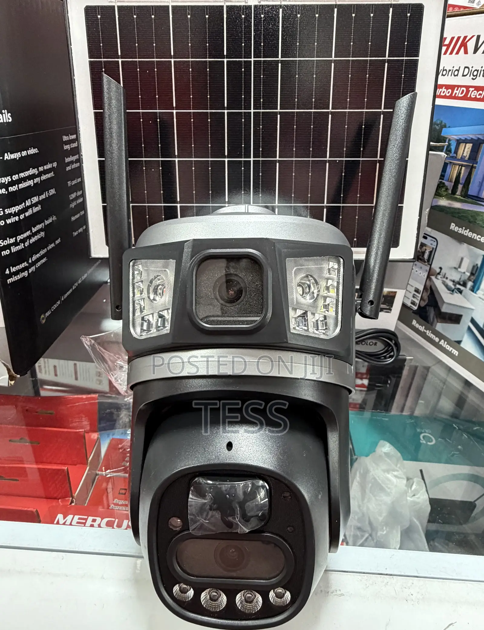 Solar 4g Sim Camera 8mp Full Color Dual Lens Aov With Alarm Light