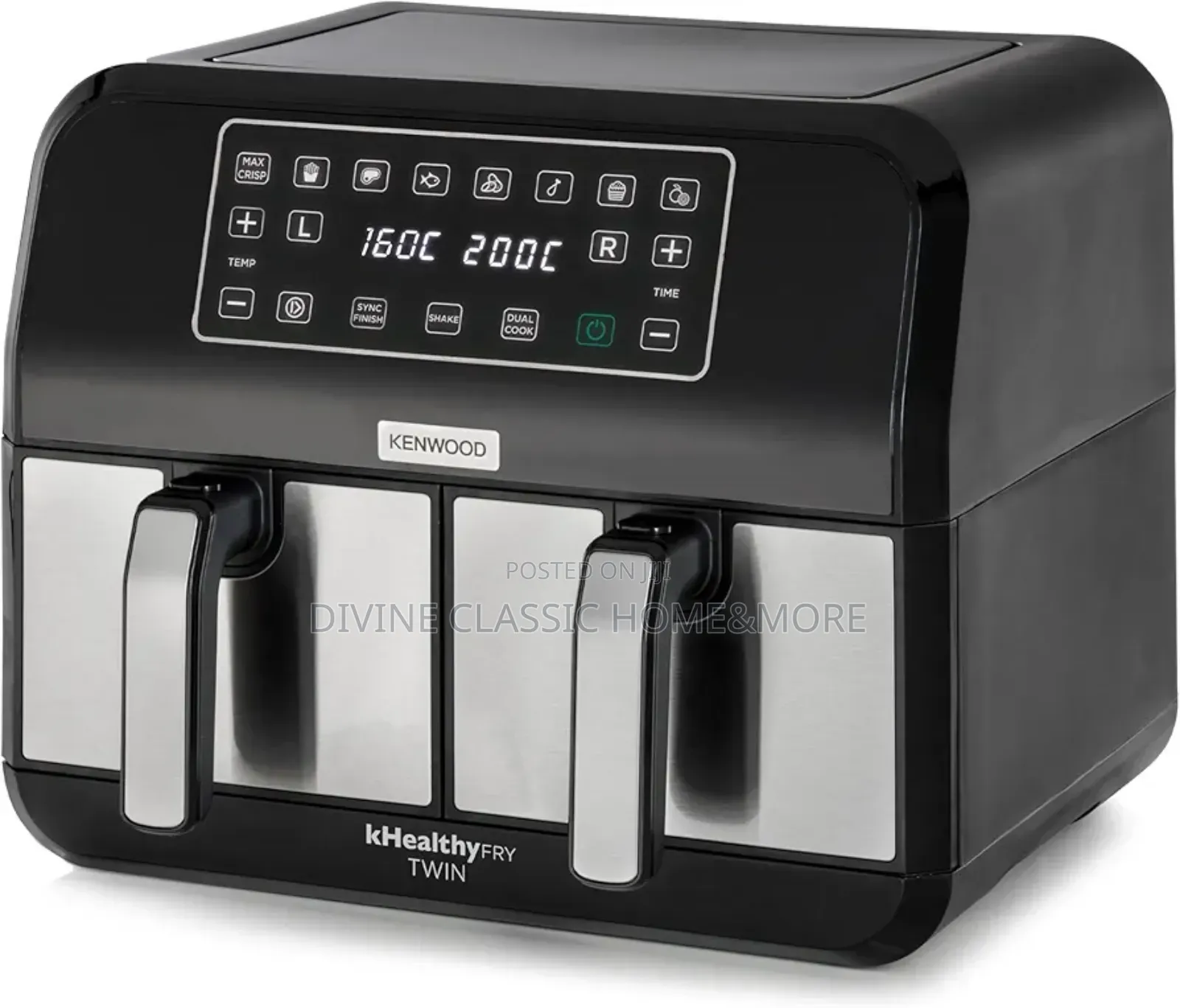 Kenwood Khealthy Twin Double Air Fryer Oven With 8l 1700w, Black