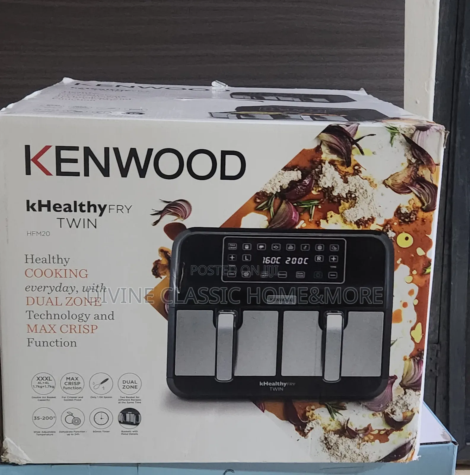 Kenwood Khealthy Twin Double Air Fryer Oven With 8l 1700w, Black