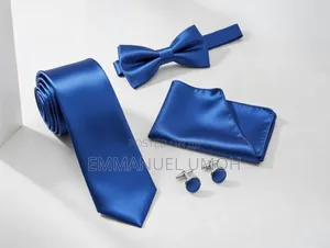 Very Nice and Classic Long Tie, Bow Tie, Cufflinks and Pocket Kerchief