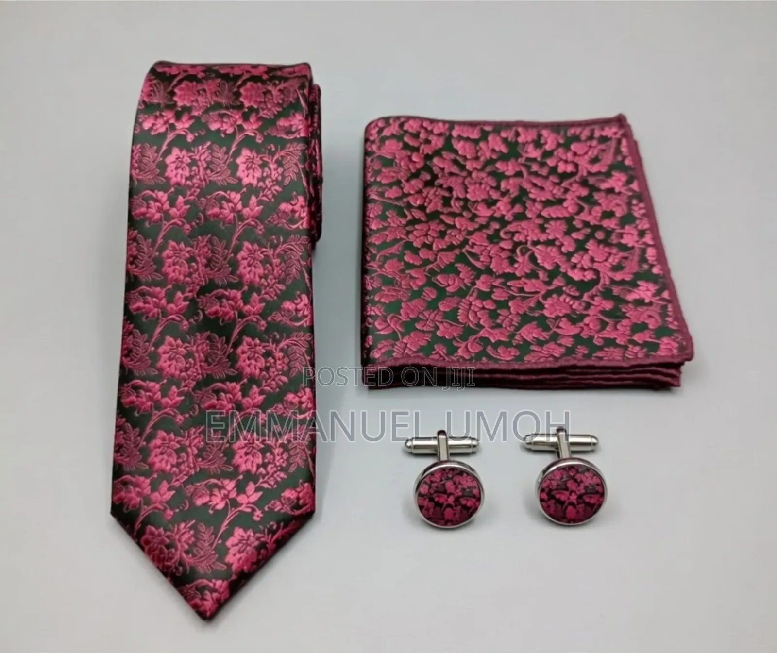 Classy Long Ties With Cufflinks and Pocket Square