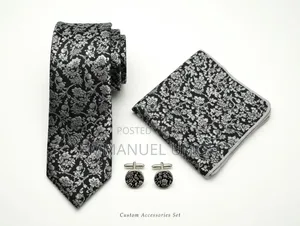 Classy Long Ties With Cufflinks and Pocket Square