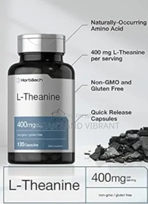 Horbaach L-theanine Supplement | 400mg | 120 Powder Capsules