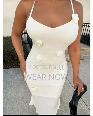 Creamy 3d Florals Bodycon Mini Dress