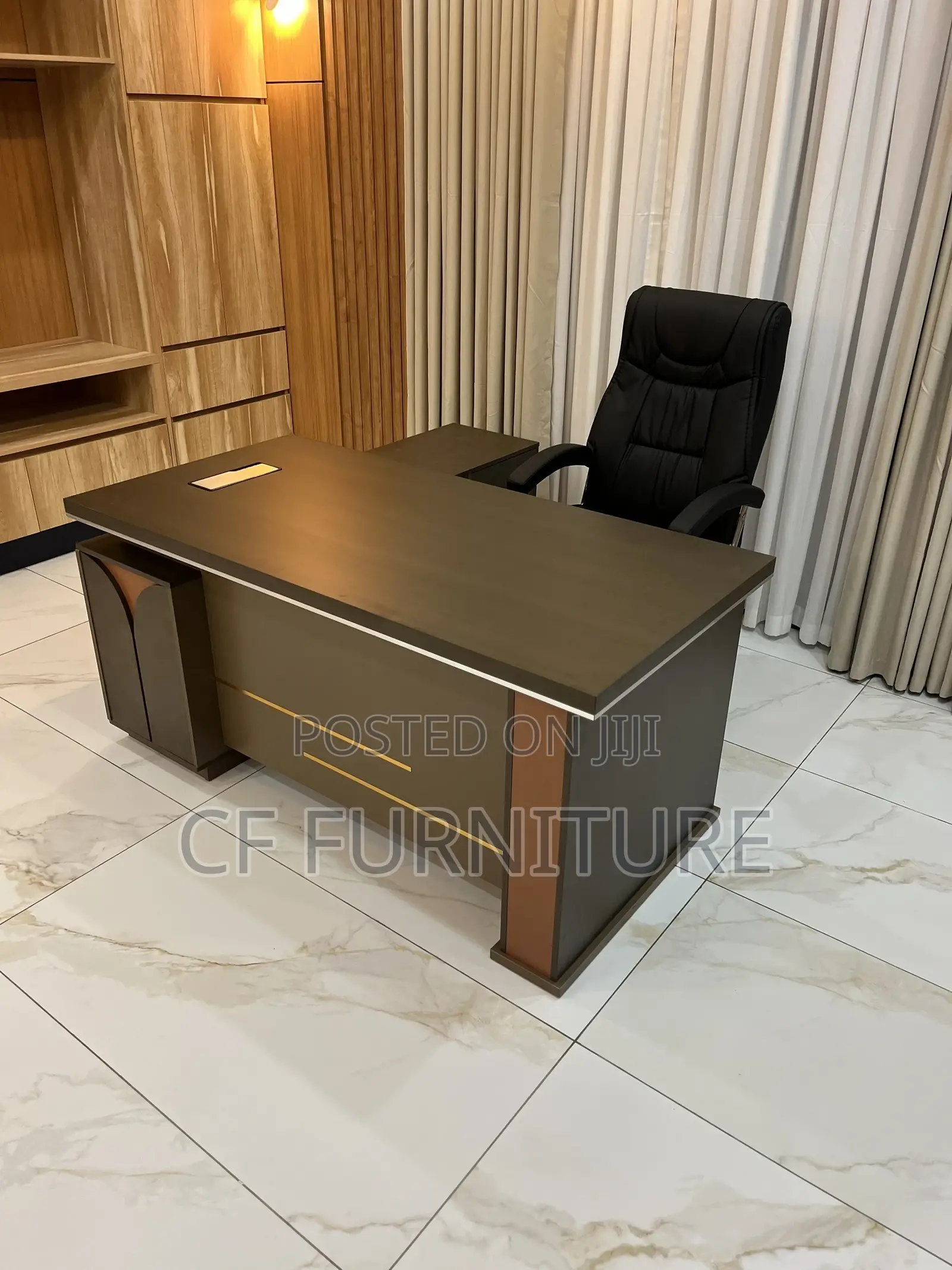 L-Shaped Executive Office Desk and Chair
