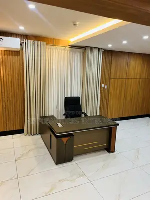 Modern L-Shaped Executive Office Desk and Chair