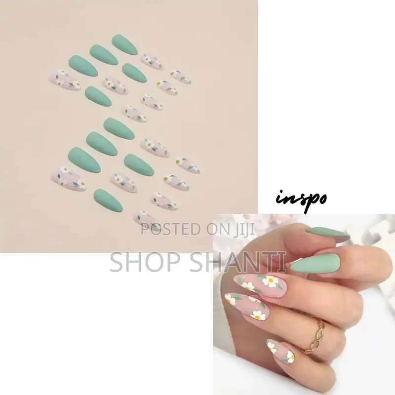 24pcs Press-on With Glue, Sticker, File, Cuticle Stick Alcohol Pad