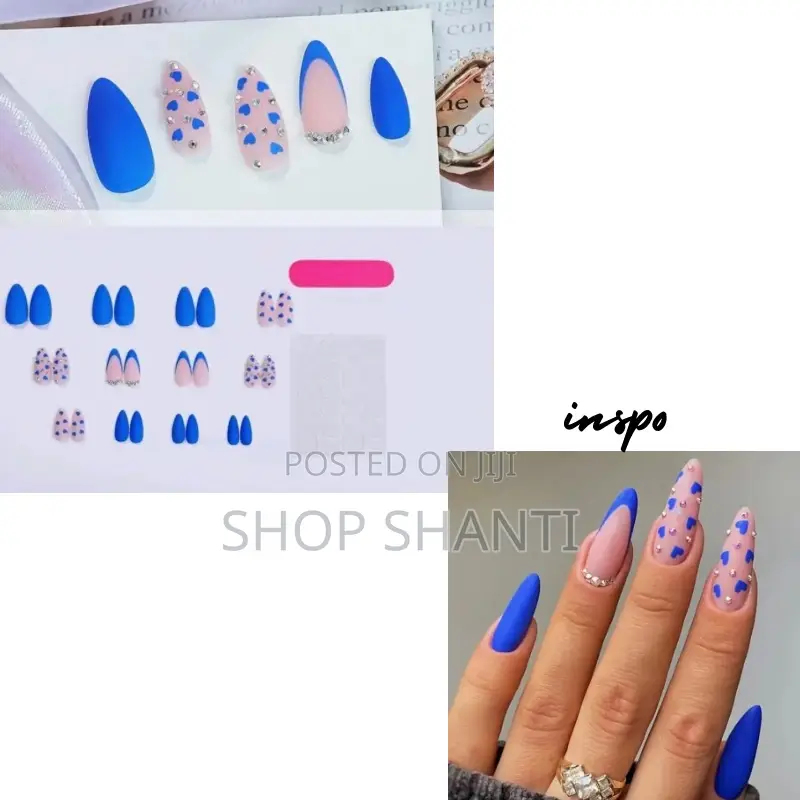 24pcs Press-on With Glue, Sticker, File, Cuticle Stick Alcohol Pad