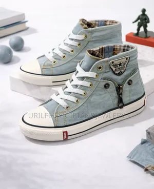 Kids Light Wash Denim High-Top Sneakers – Moto/Rockstar Style
