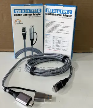 2 in 1 Usb 3.0 and Type-C Gigabit Ethernet Adapter Console Cable