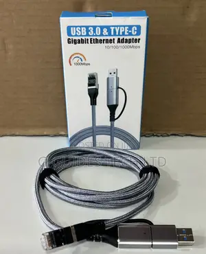 2 in 1 Usb 3.0 and Type-C Gigabit Ethernet Adapter Console Cable