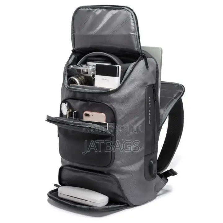 Grey And Black Waterproof Usb Laptop Backpack (Free Delivery)