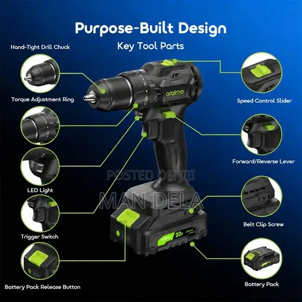 Oraimo Maxdrill 20v Cordless Versatile Power Drill Driver