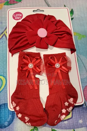 Cute Baby Girl Hair Cap With Socks 6months to 1 Year