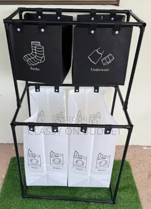 2 Tier Laundry Basket With Compartments and Wheels