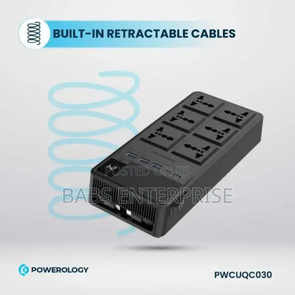 Powerology 6 Ac Power Socket With Pd20w & Qc3.0 Port With Usb-c Pd20w