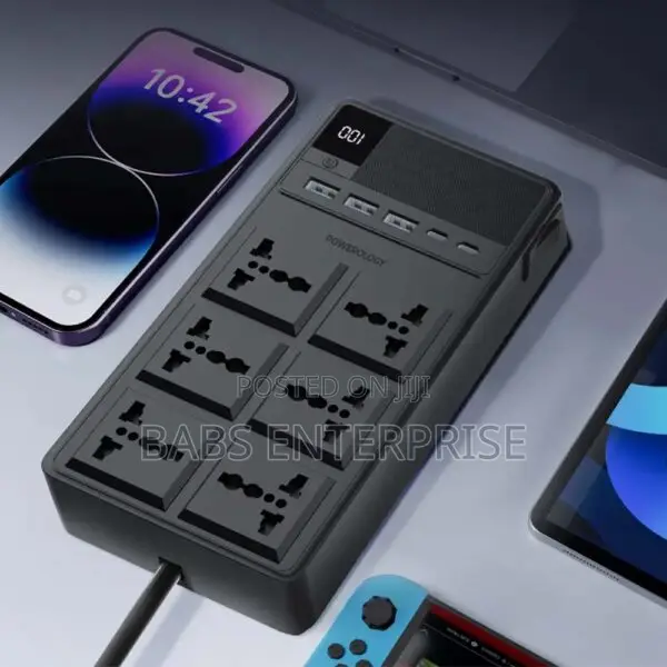 Powerology 6 Ac Power Socket With Pd20w & Qc3.0 Port With Usb-c Pd20w