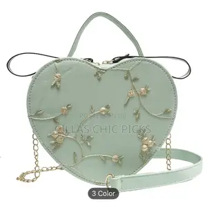 1pc Floral Heart Crossbody Bag for Women, Stylish Pu Satchel