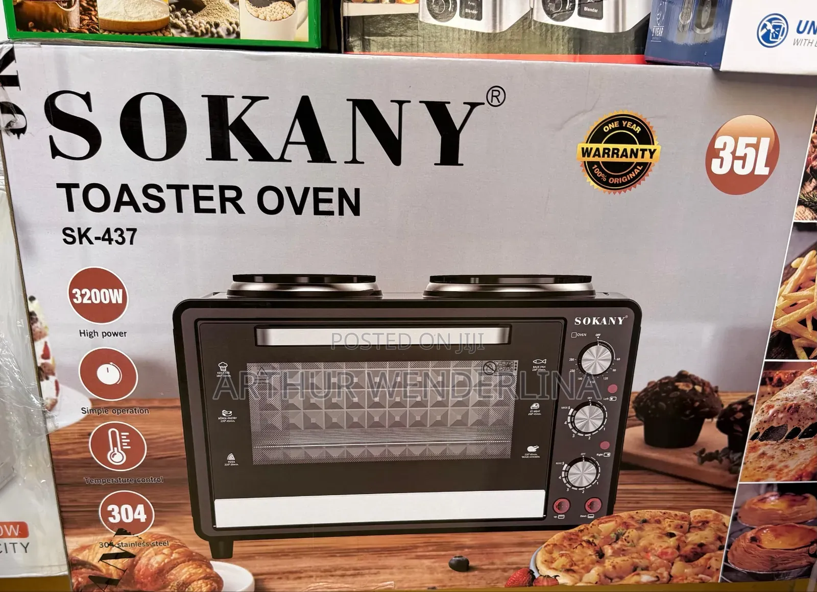 Sokany Oven 3200W ,35L Electric Oven With 2 Hote Plate
