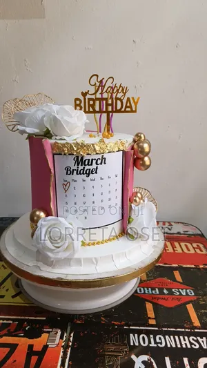 Pink and White Birthday Cake