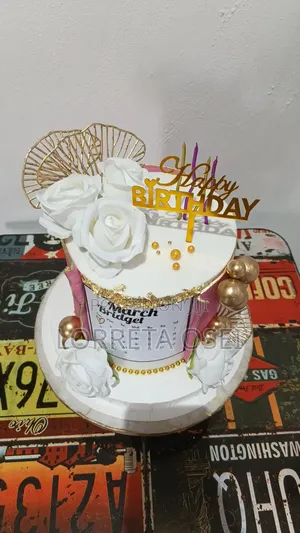 Pink and White Birthday Cake