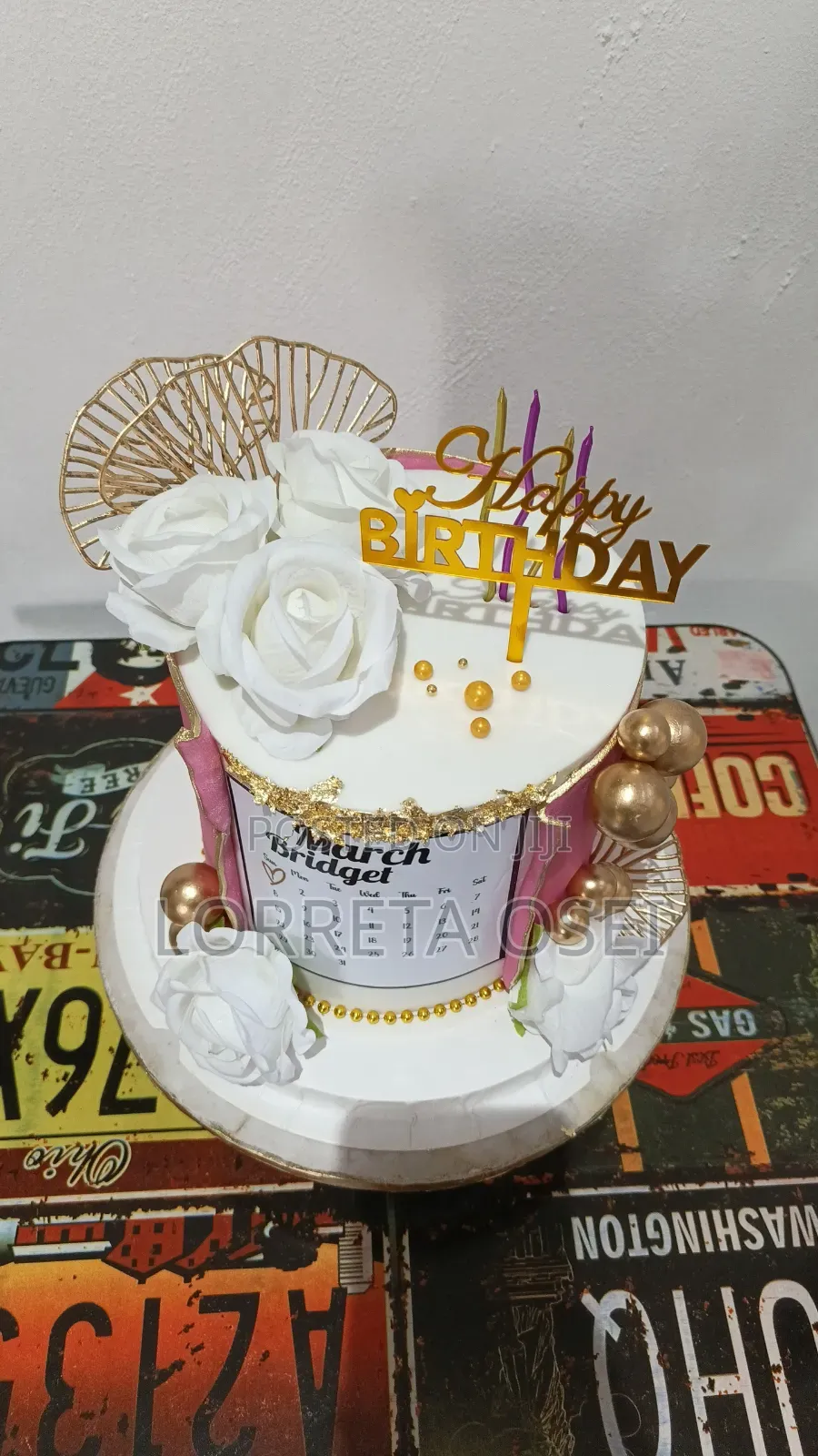 Pink and White Birthday Cake