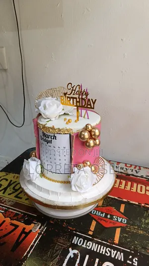 Pink and White Birthday Cake