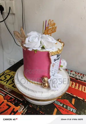 Pink and White Birthday Cake