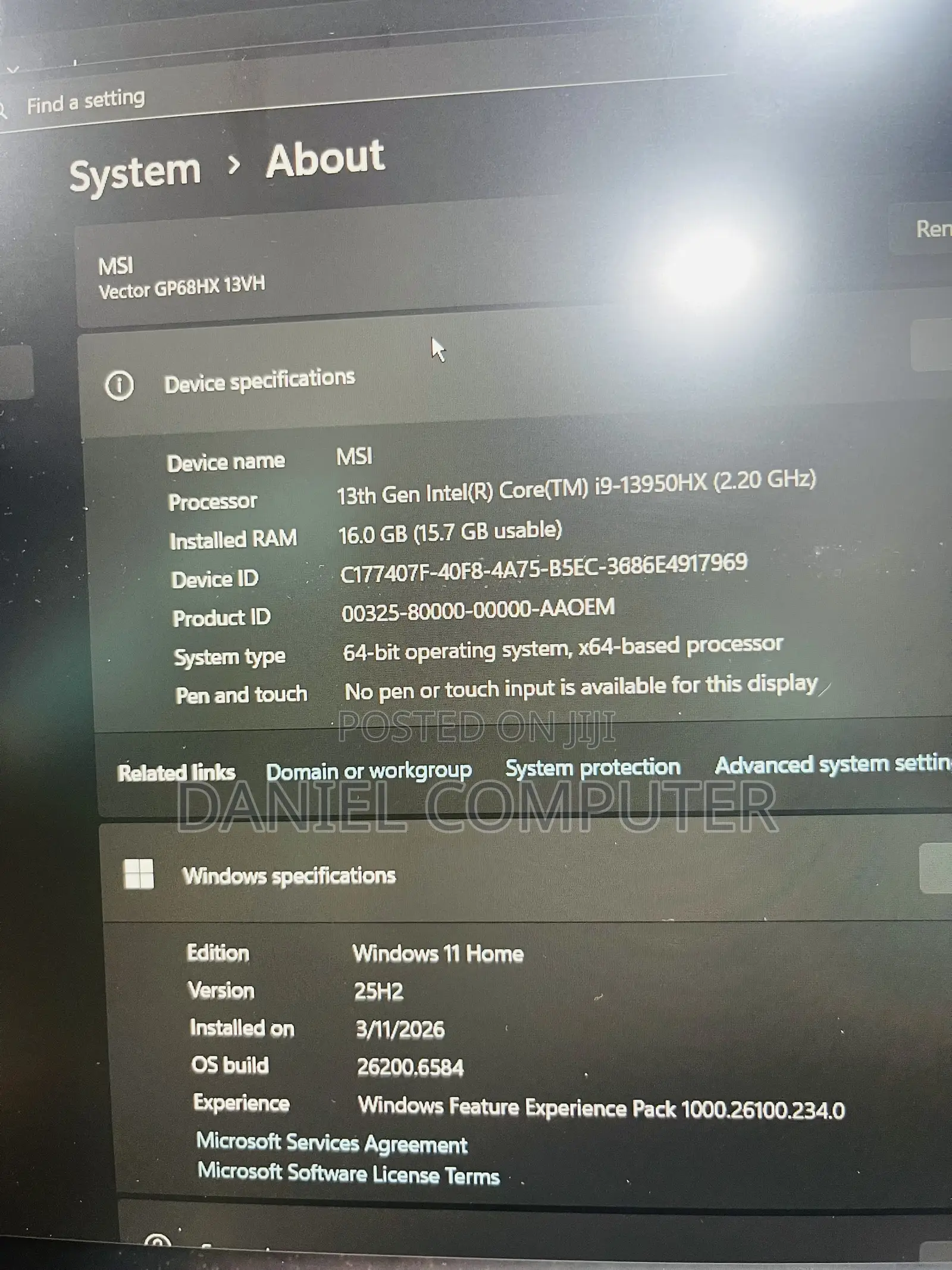 Laptop MSI Vector GP68 HX 13V 16GB Intel Core i9 SSD 1T