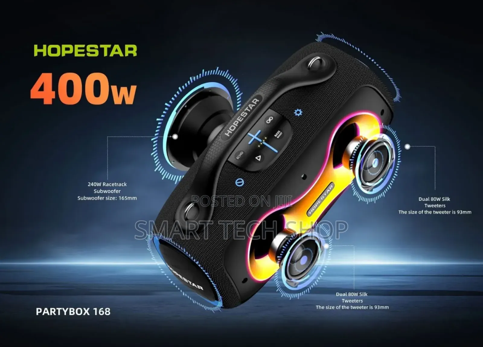Hopestar Partybox 168 Portable Bluetooth Speaker 400w Led Light