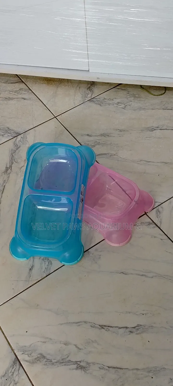 Pink , Blue Plastic Dog Bowls