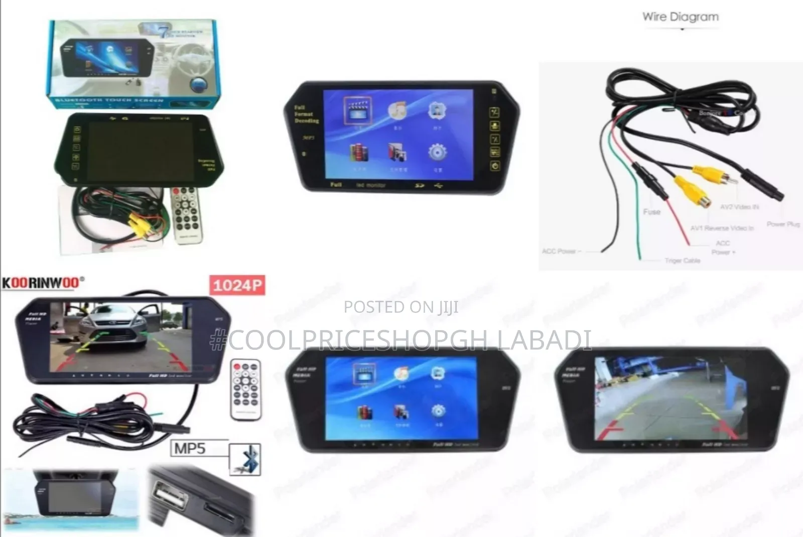 7" Car Review Mirror Bluetooth Usb Video Player