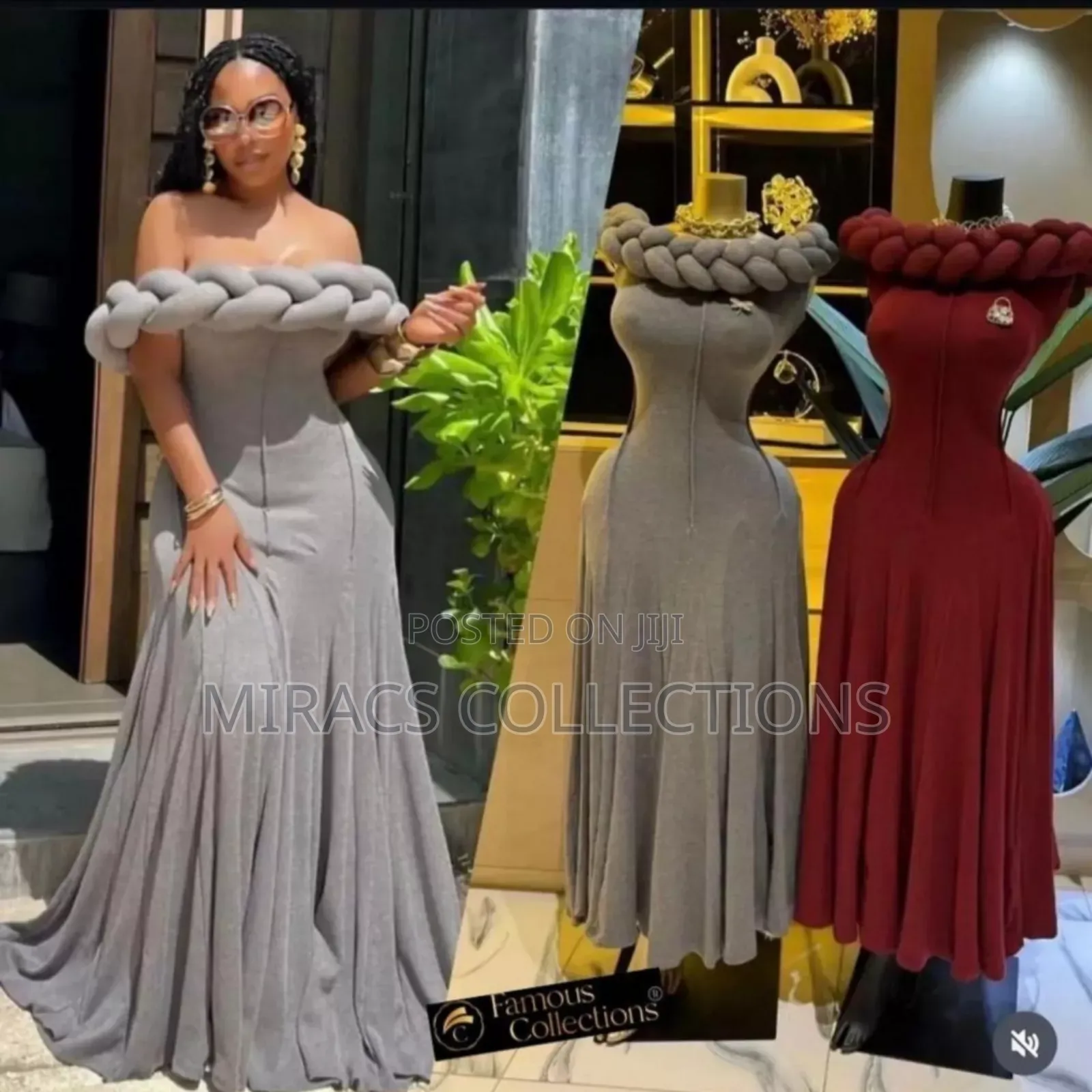 Elegant Off Shoulder Pleated Gown