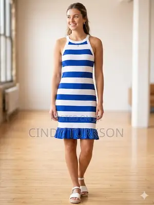 Nautical Striped Bodycon Mini Dress - Blue White